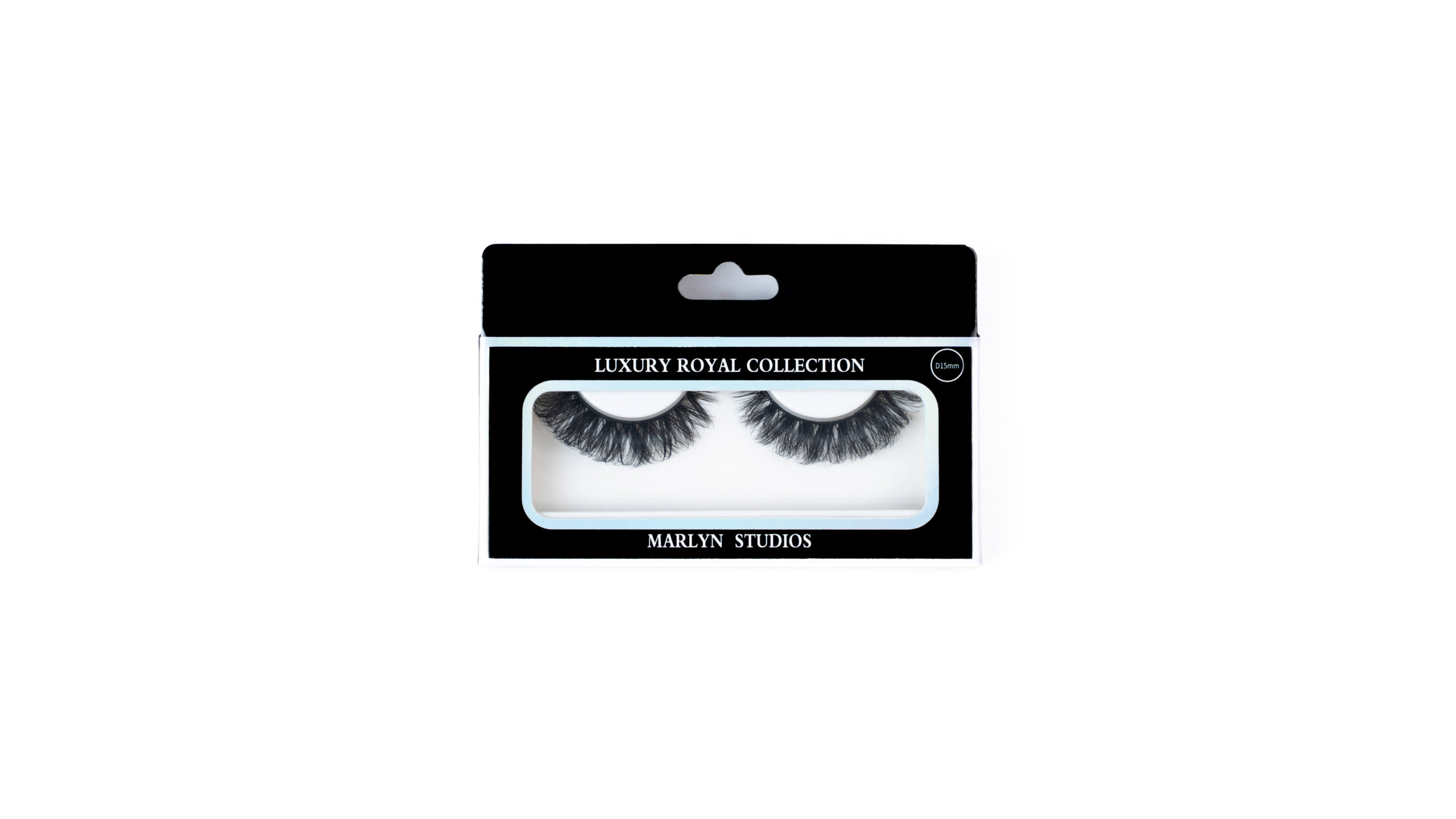 Royal Eyelashes Pair of natural style false eyelashes in black retail packaging. Called Royal.